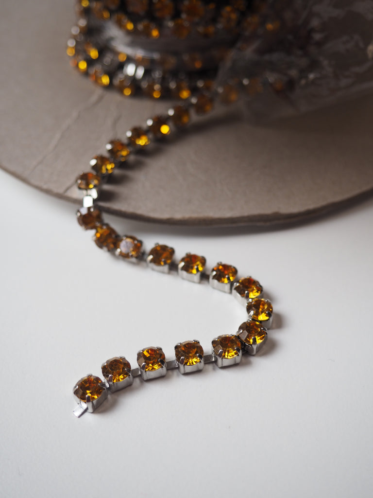 Yellow Crystal + Pewter Cup Chain - 5mm