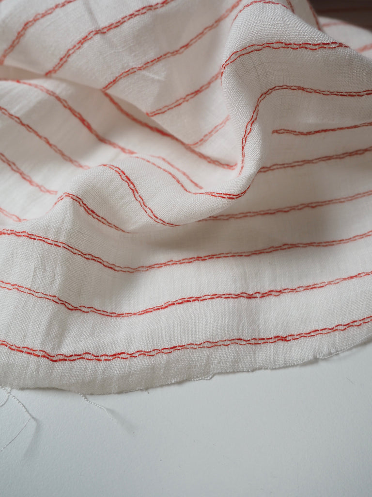 Orange Dainty Stripe Linen