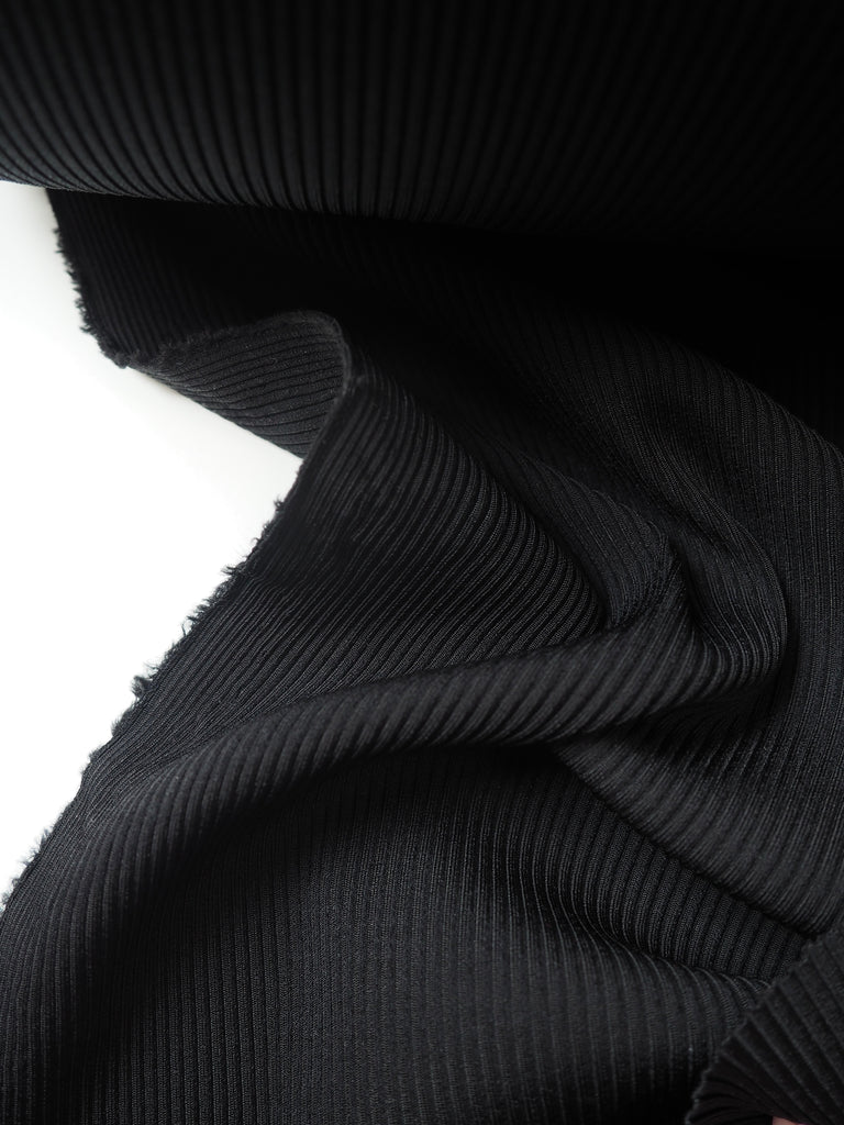 Black Nylon 2x2 Rib Jersey