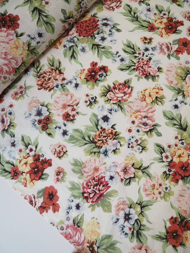 Summer Rose Floral Extra-Wide Linen