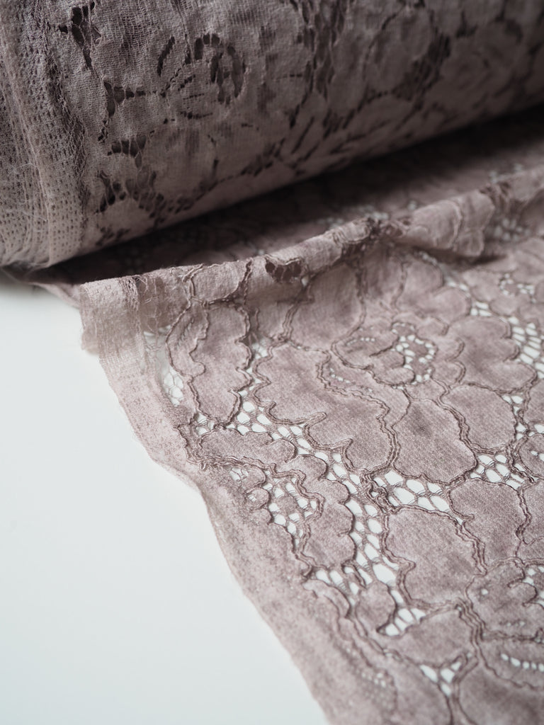 Taupe Carnation Corded Lace