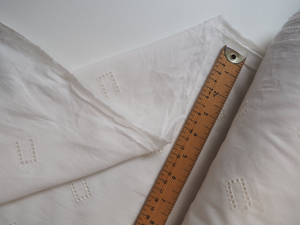 White Horseshoe Eyelet Cotton Lawn