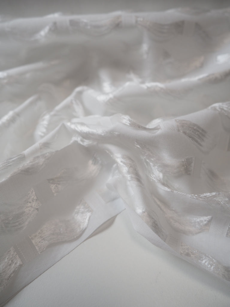 White Cotton Fringe Jacquard