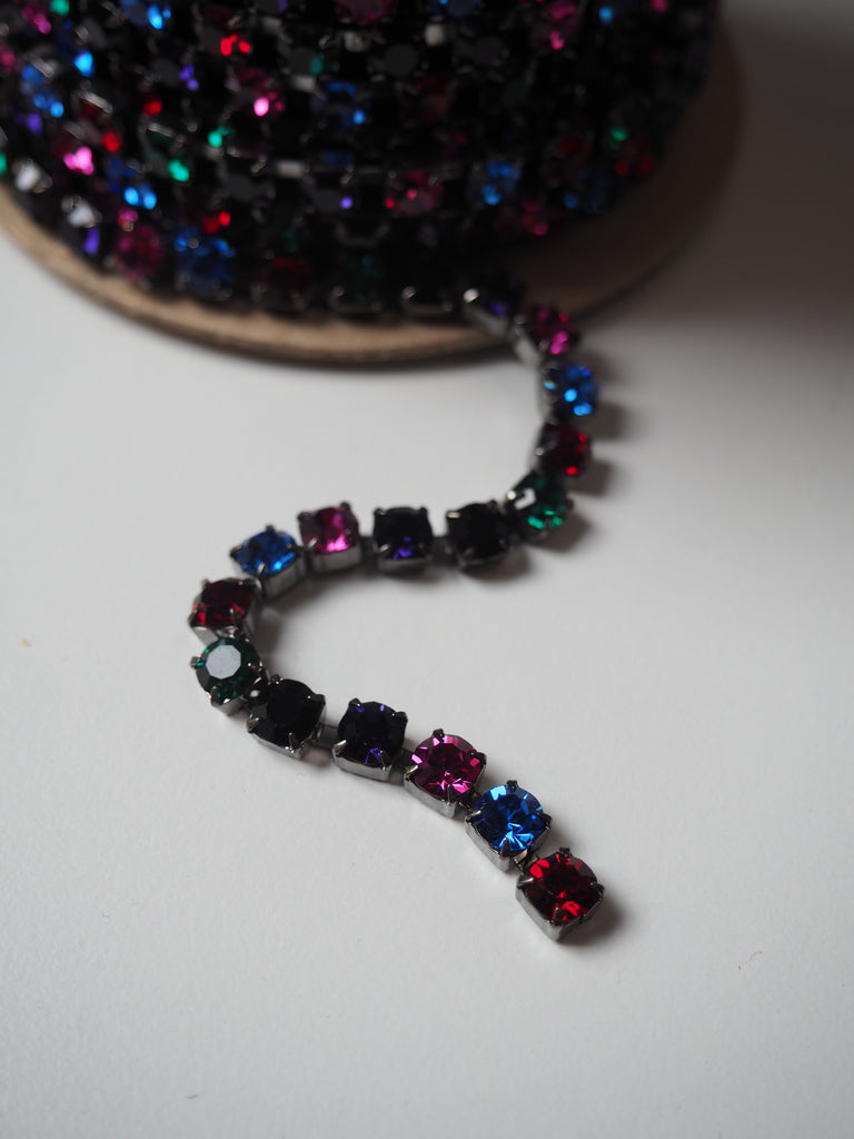 Preciosa Multicolour Crystal + Gunmetal Cup Chain - 5mm