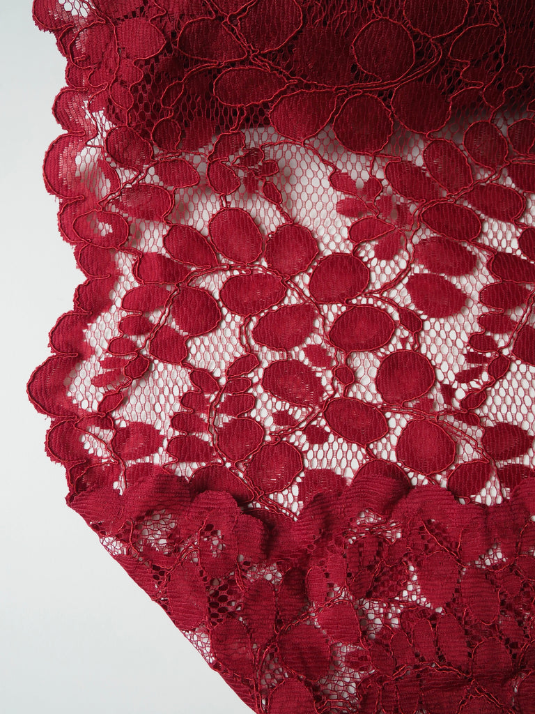 Red Garland Corded Scallop Lace