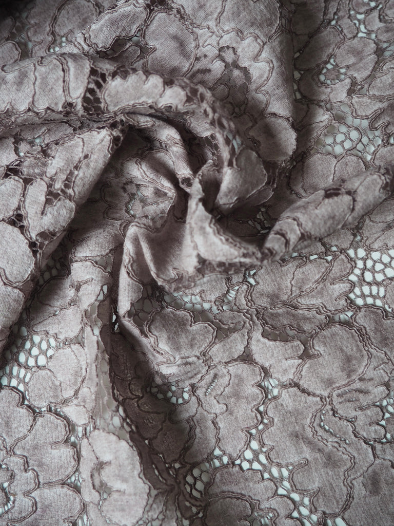 Taupe Carnation Corded Lace