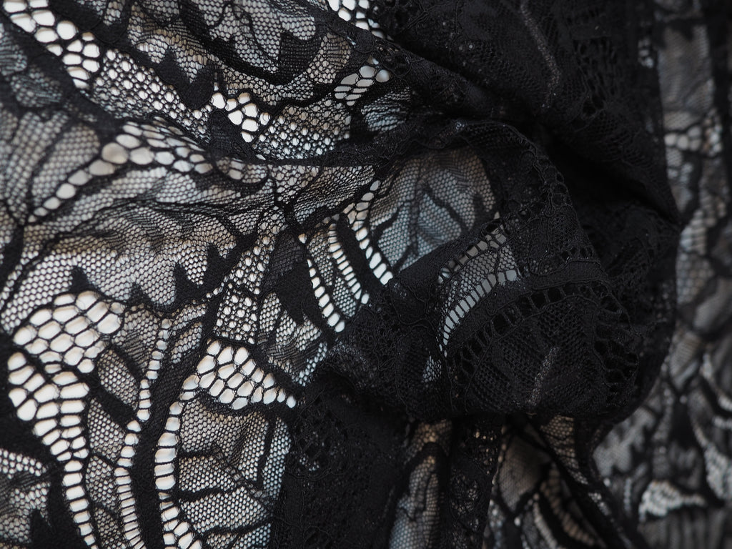 Black Carnation Stretch Lace