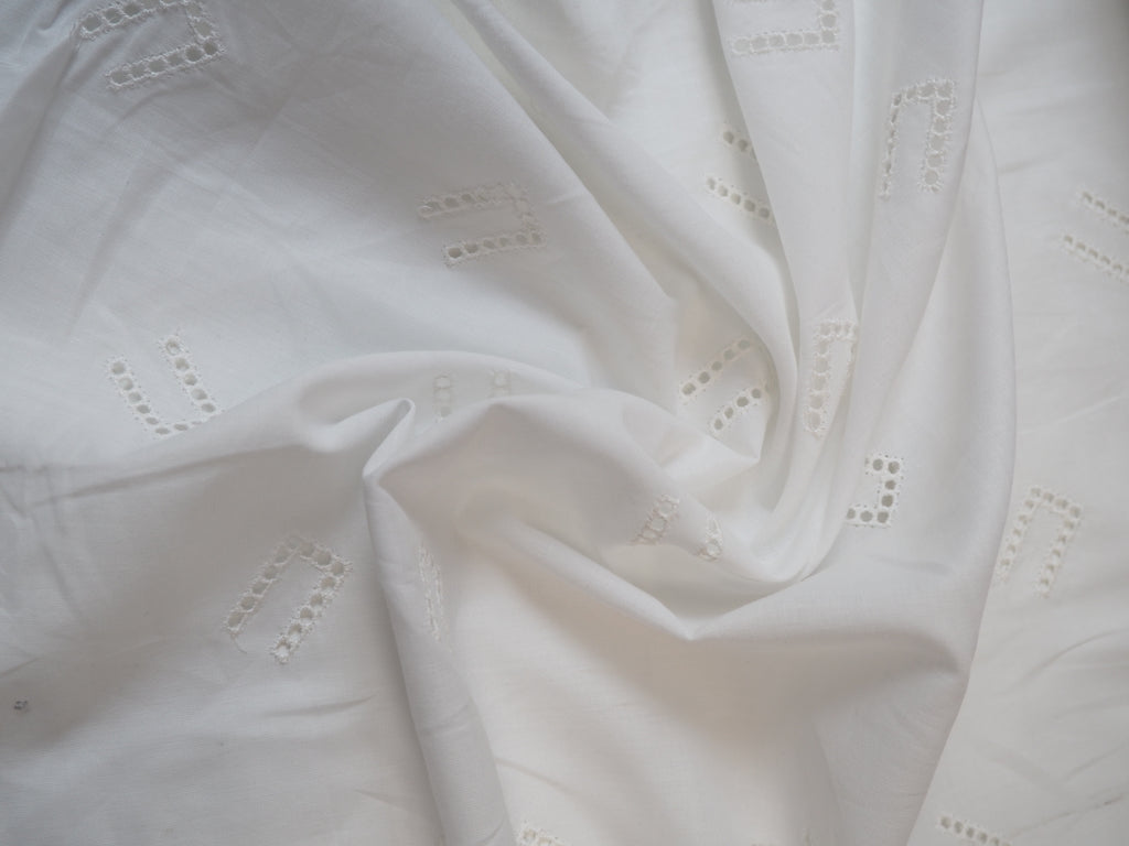 White Horseshoe Eyelet Cotton Lawn