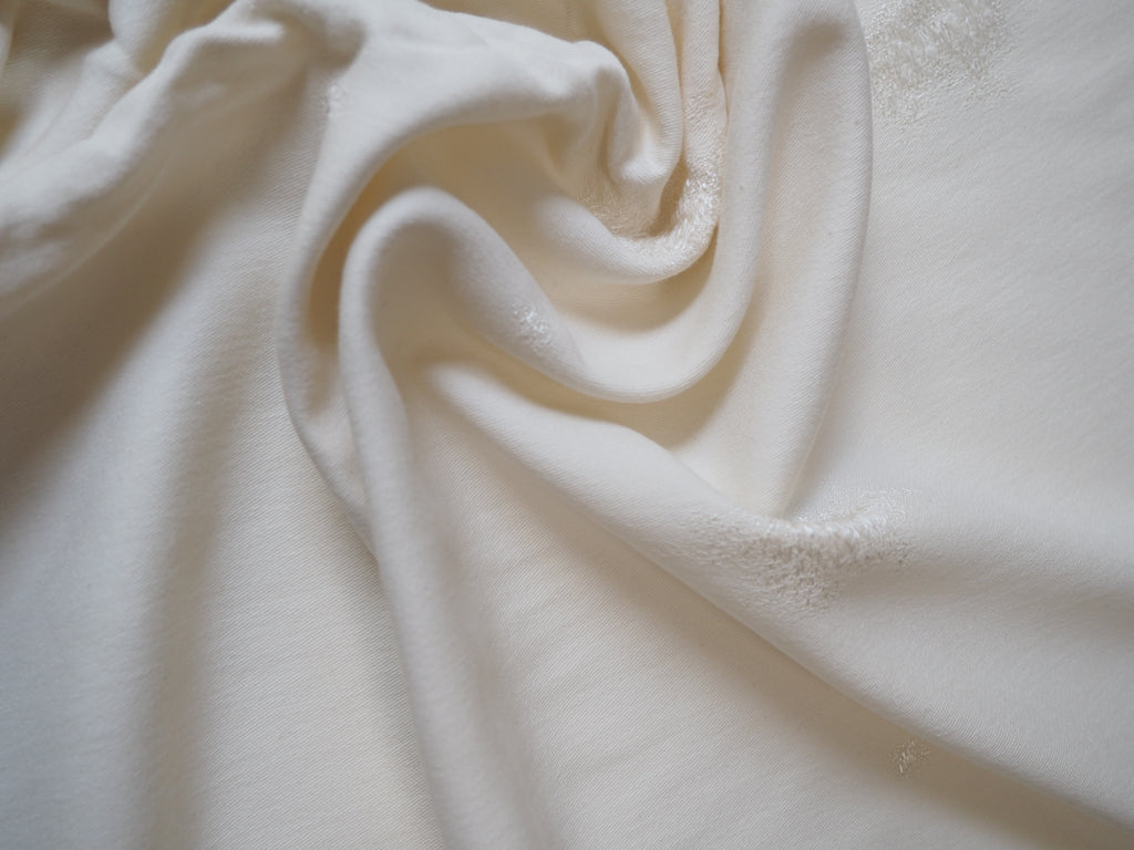 Ivory Jacquard Wool Twill