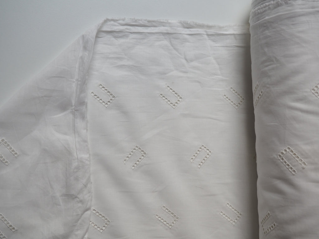 White Horseshoe Eyelet Cotton Lawn