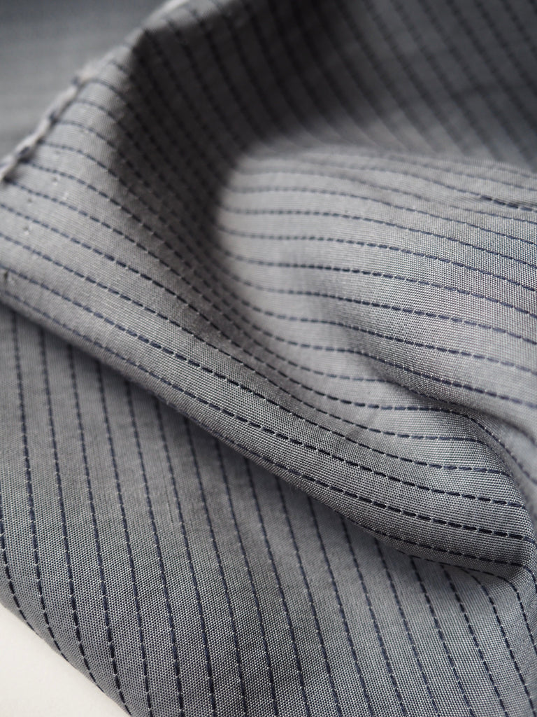 Grey and Navy Stitched Stripe Cotton