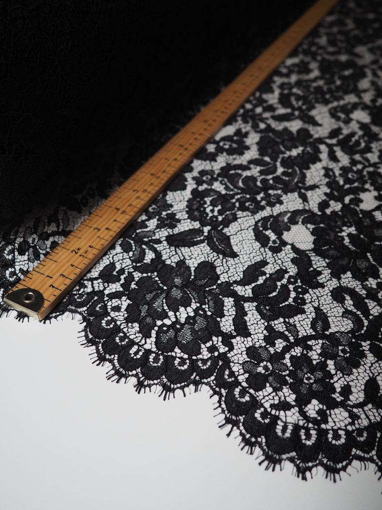 Black Corded Rose Scallop Lace