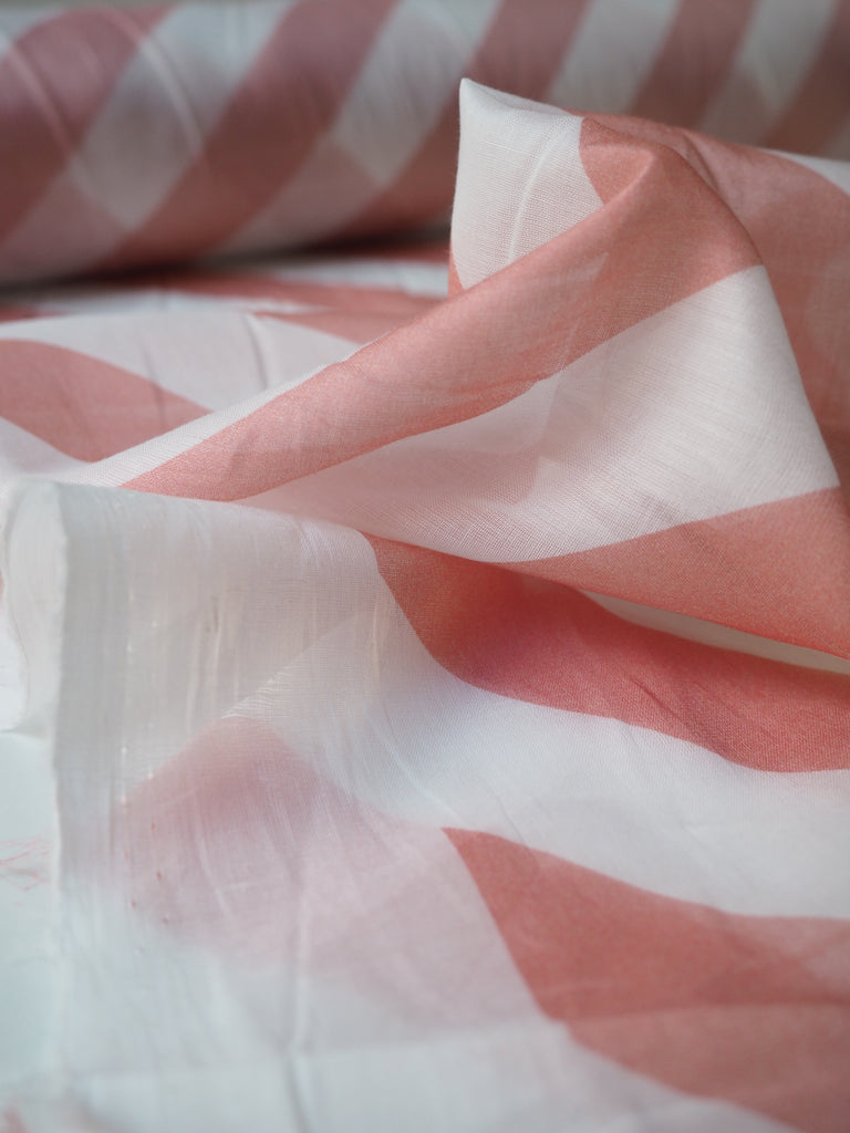 Liberty Red Broken Stripe Silk/Cotton Voile