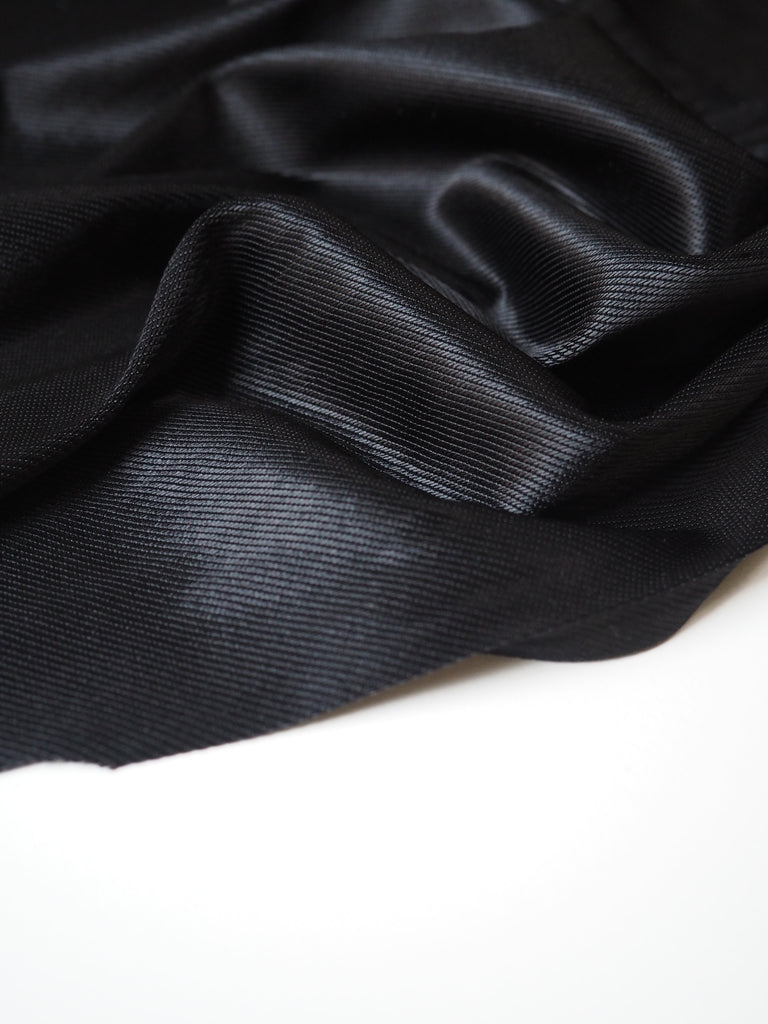 Black Viscose Satin Twill Jersey