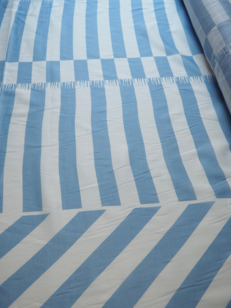 Liberty Blue Broken Stripe Silk/Cotton Voile