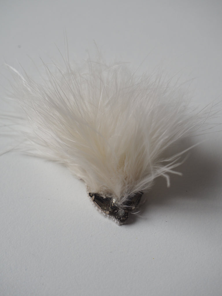 White Marabou Feather Gem Motif