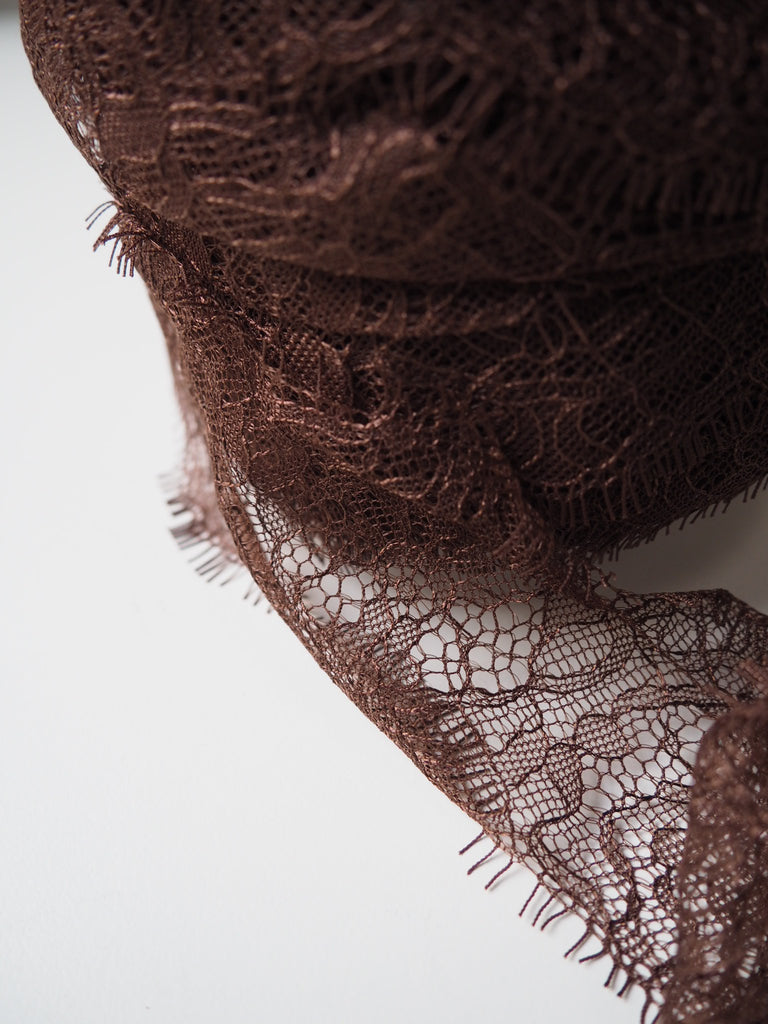 Hera Chocolate Lace Trim 75mm