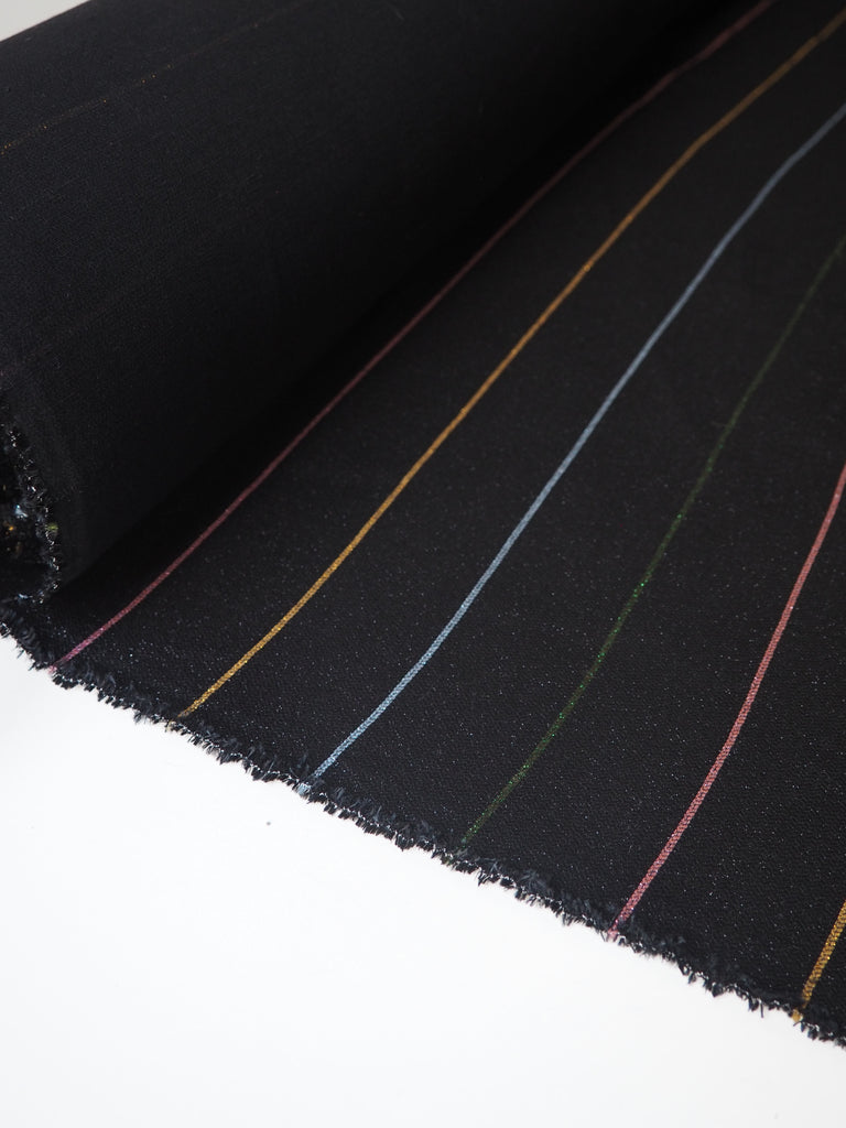 Black Rainbow Lurex Stripe Viscose