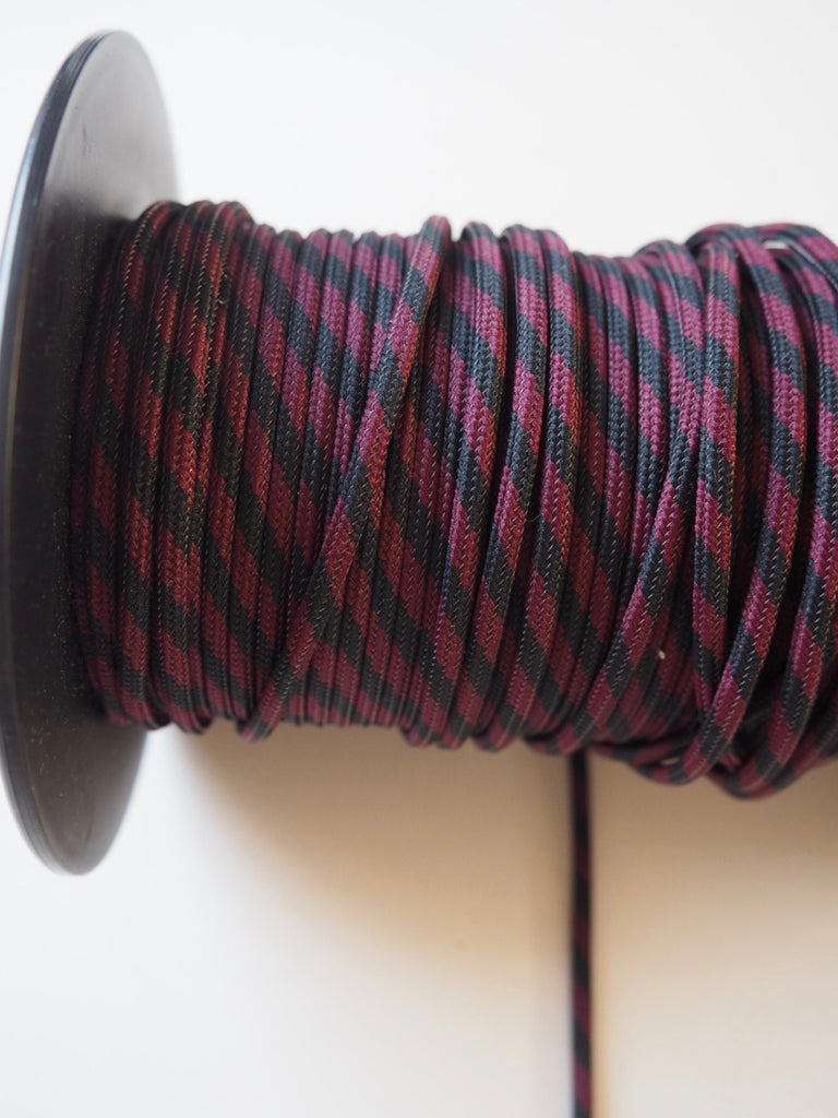 Burgundy and Black Stripe Cord 4mm