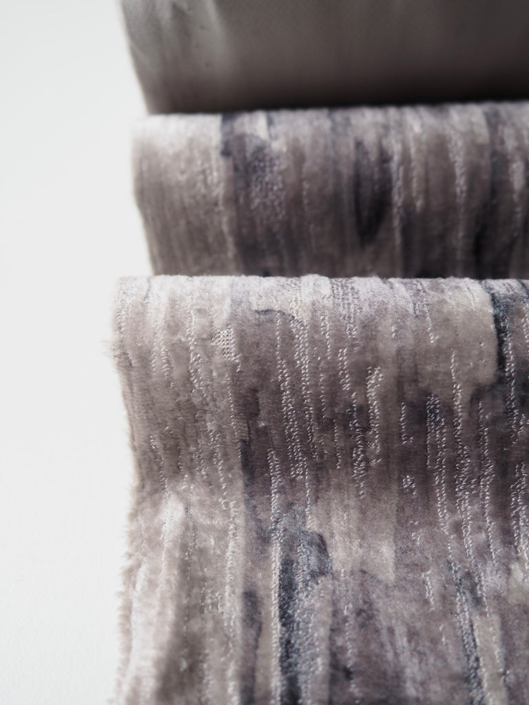 Grey Brushstroke Textured Furnishing Velvet