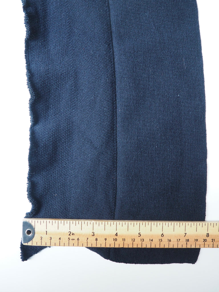 Navy Herringbone Wool Double Ribbed Cuff 9.5cm