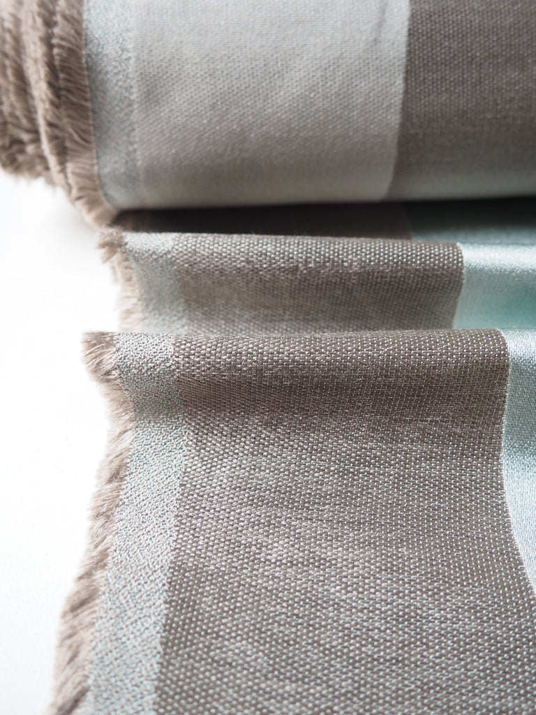 Mint Metallic Stripe Furnishing Jacquard