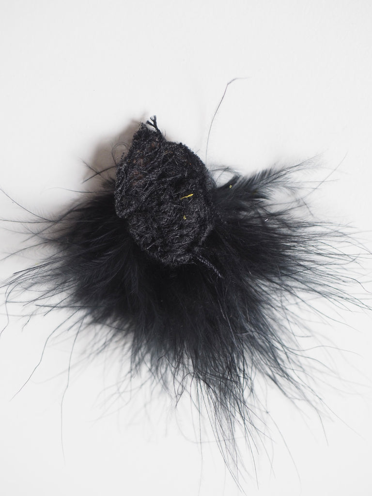 Black Marabou Feather Gem Motif