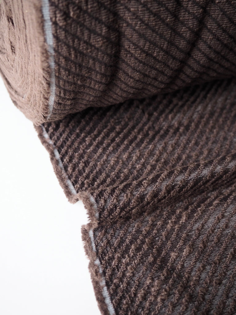 Chocolate Brown Cotton Bouclé Twill