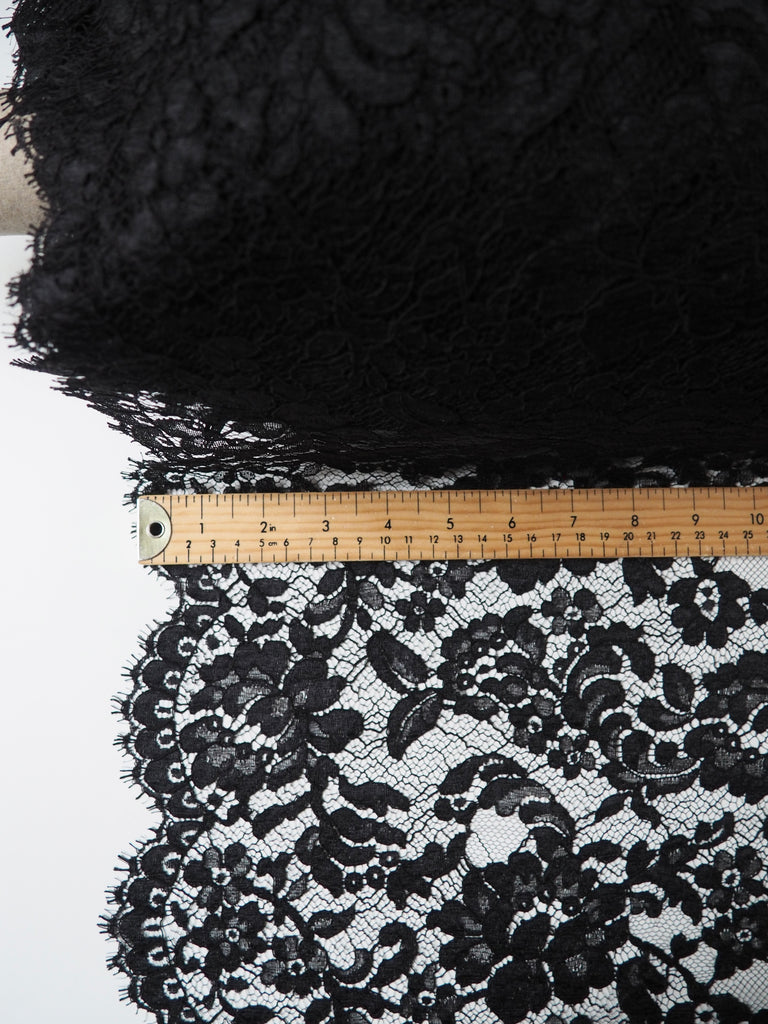 Black Corded Rose Scallop Lace