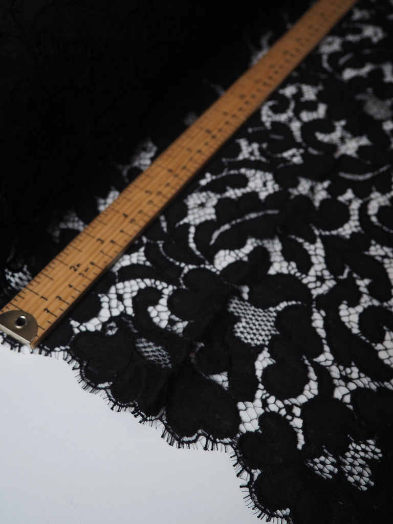 Black Leafy Scallop French Lace