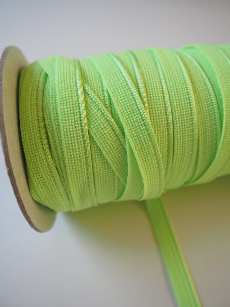 Shindo Neon Lime Green Woven Satin Piping 10mm