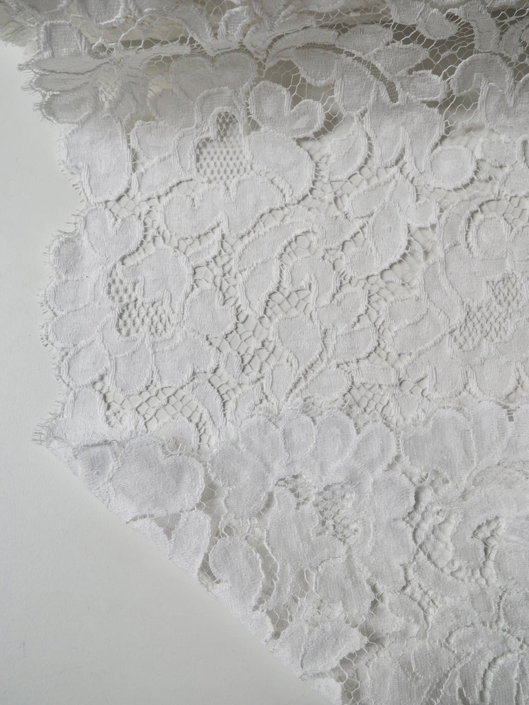 White Leafy Scallop French Lace