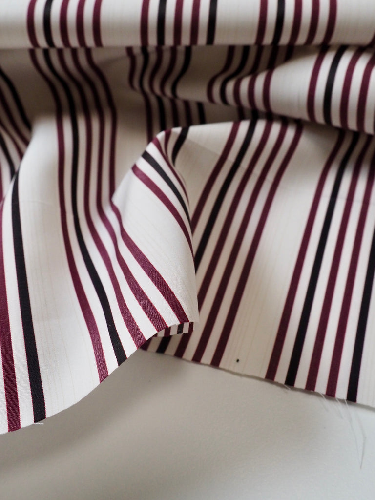 Wine Stripe Cotton Poplin