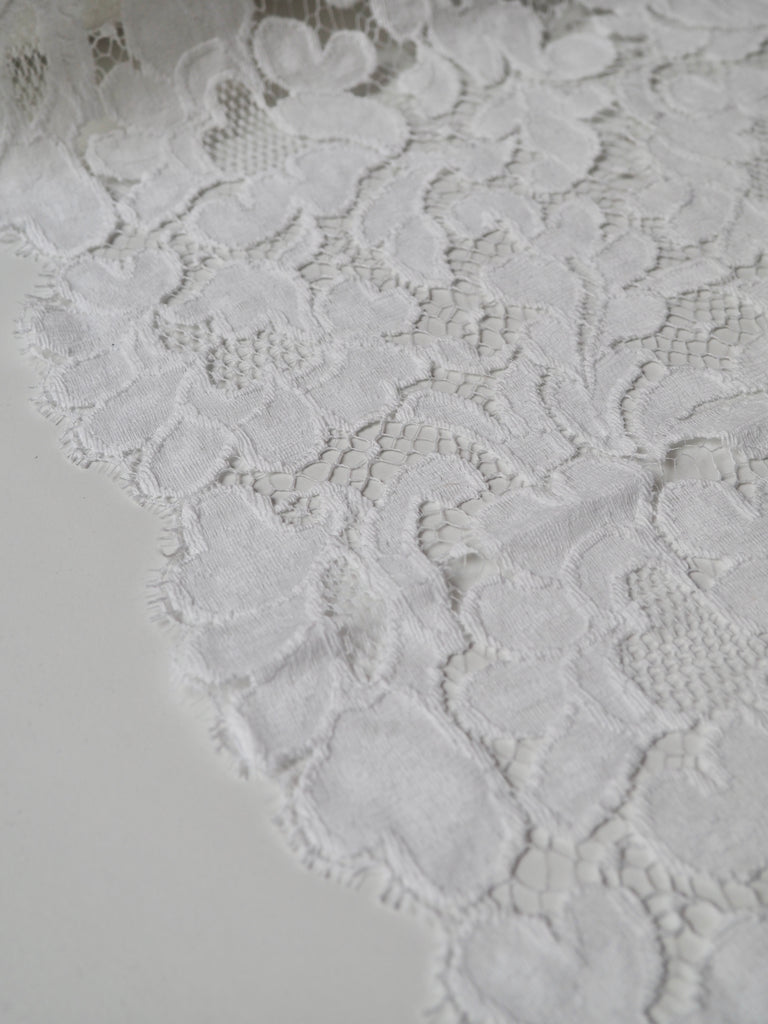 White Leafy Scallop French Lace