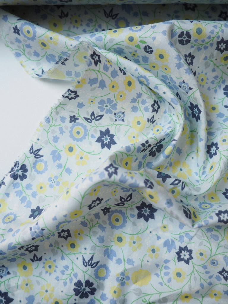 Liberty Ice Blue Blossom Cotton Lawn