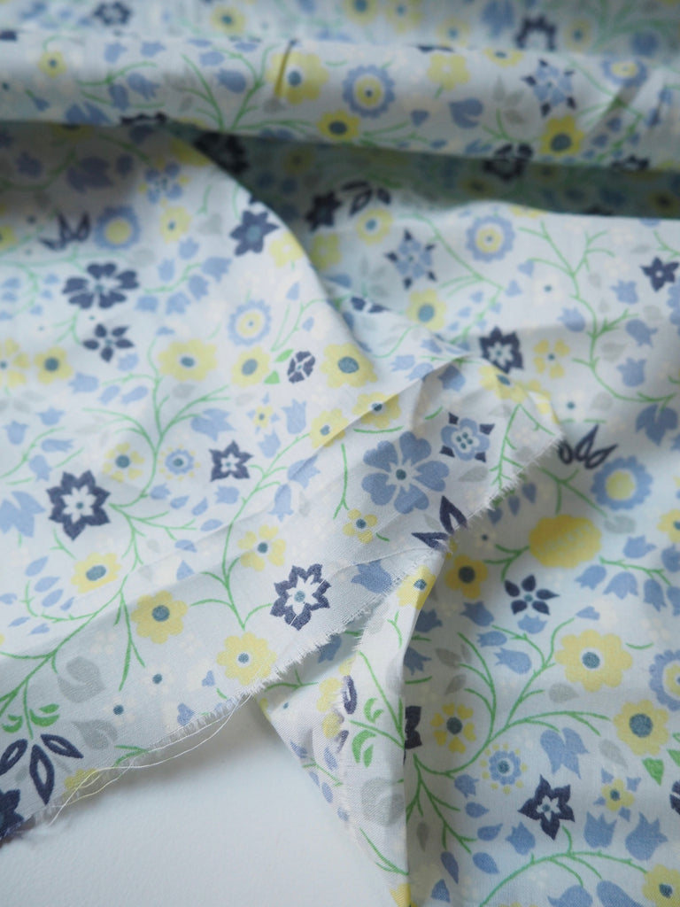 Liberty Ice Blue Blossom Cotton Lawn