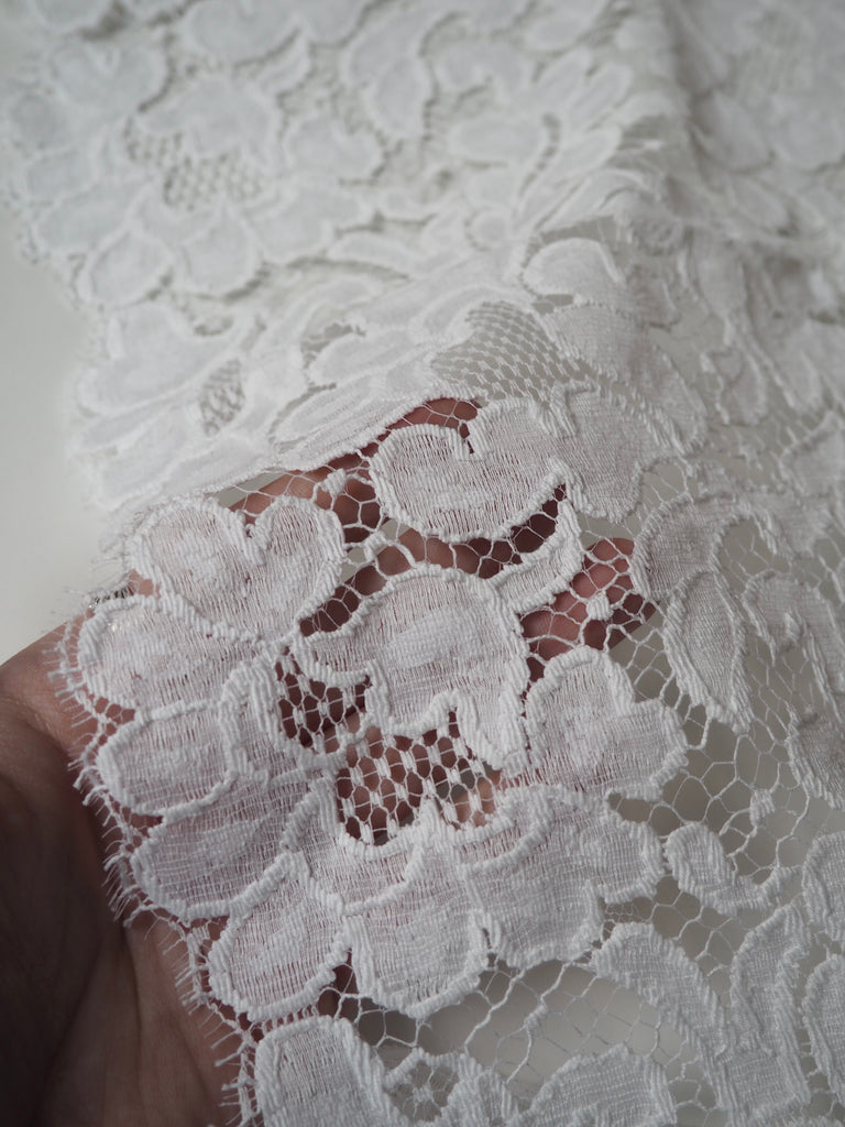 White Leafy Scallop French Lace