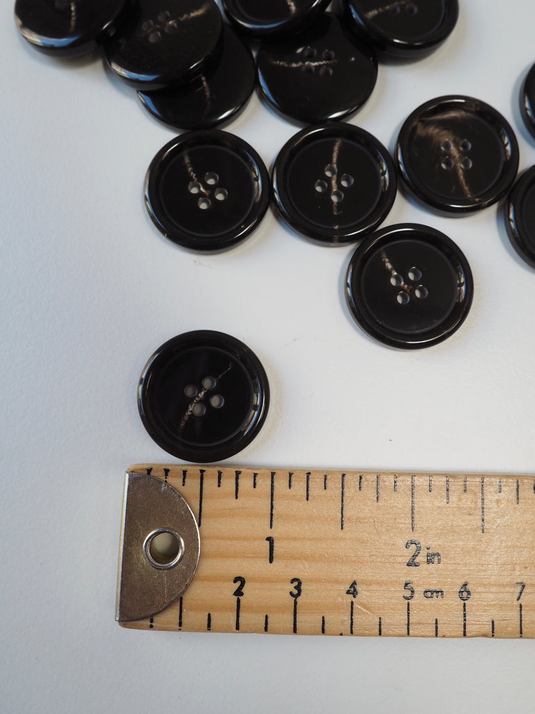 Dark Brown Faux-Horn Plastic Button 25mm