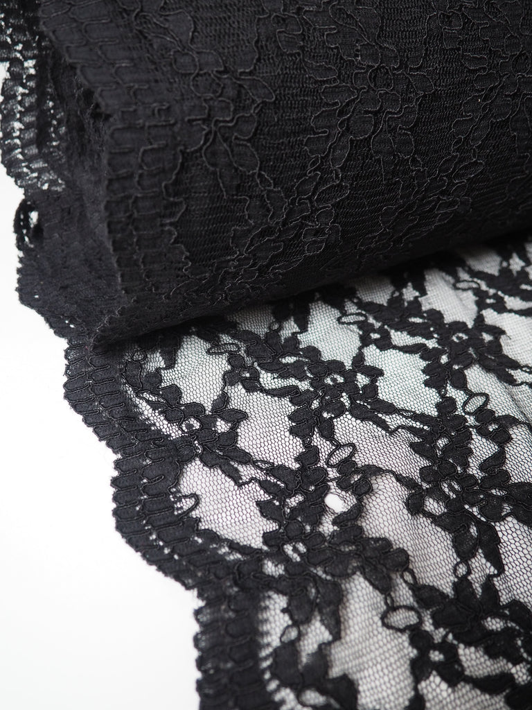 Black Scalloped Corded Lace