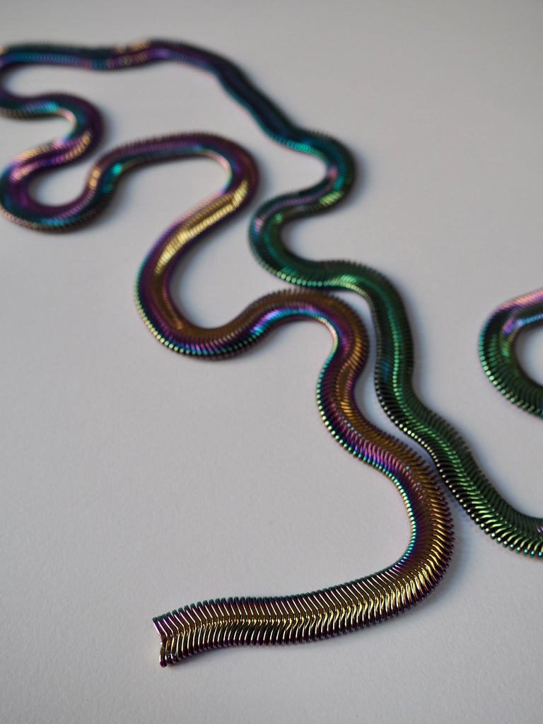 Rainbow Multichrome Flat Metal Chain 8mm