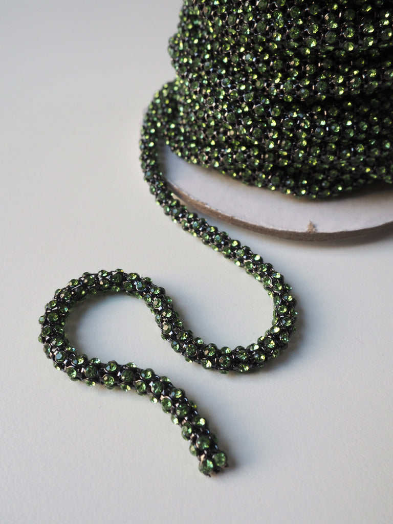 Pistachio Crystal Tube Chain Trim - 7mm