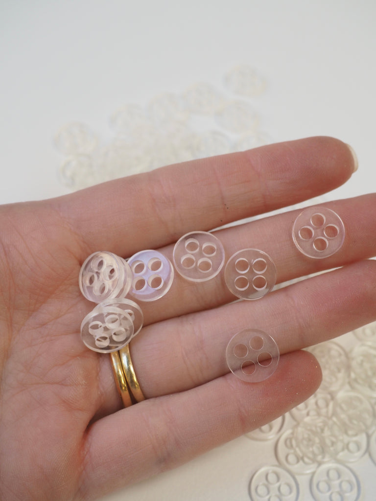 Clear Plastic Backing Button 12mm