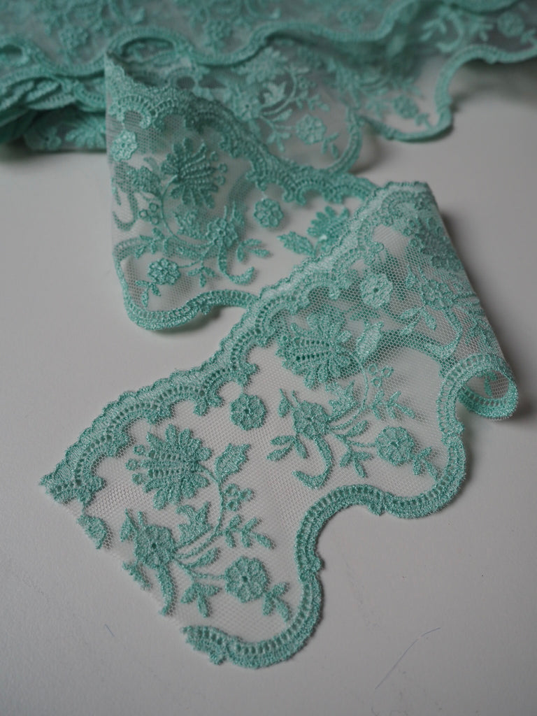 Aphrodite Aqua Lace Trim 85mm