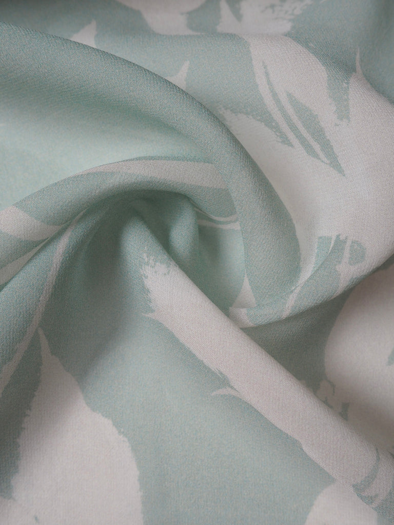 Duck Egg Shadow Leaf Silk Chiffon