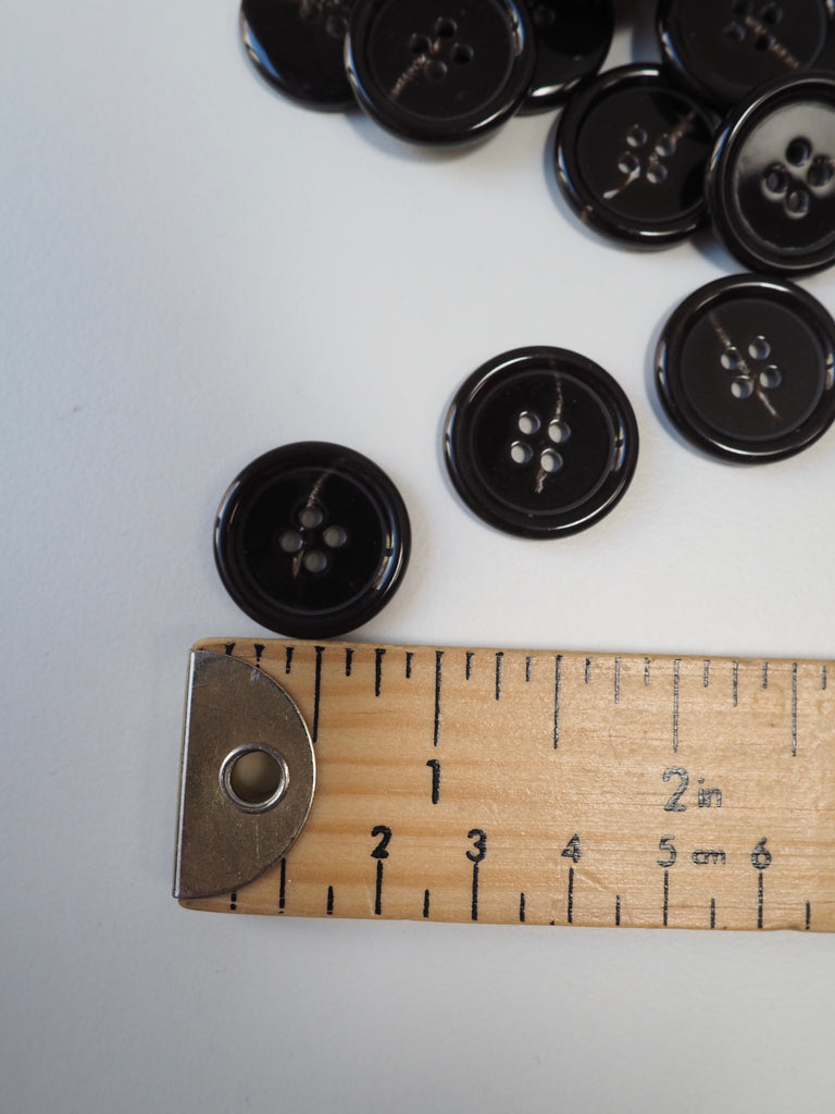 Dark Brown Faux-Horn Plastic Button 23mm