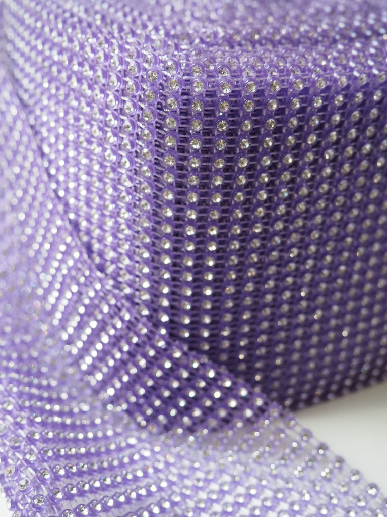 Purple Diamanté Mesh Trim