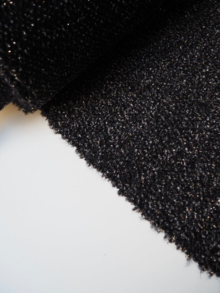 Black, Grey, & Gold Bouclé Stretch Wool Coating