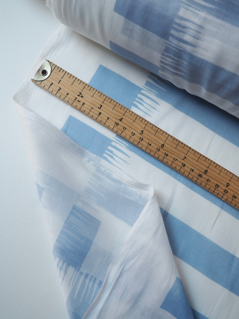 Liberty Blue Broken Stripe Silk/Cotton Voile