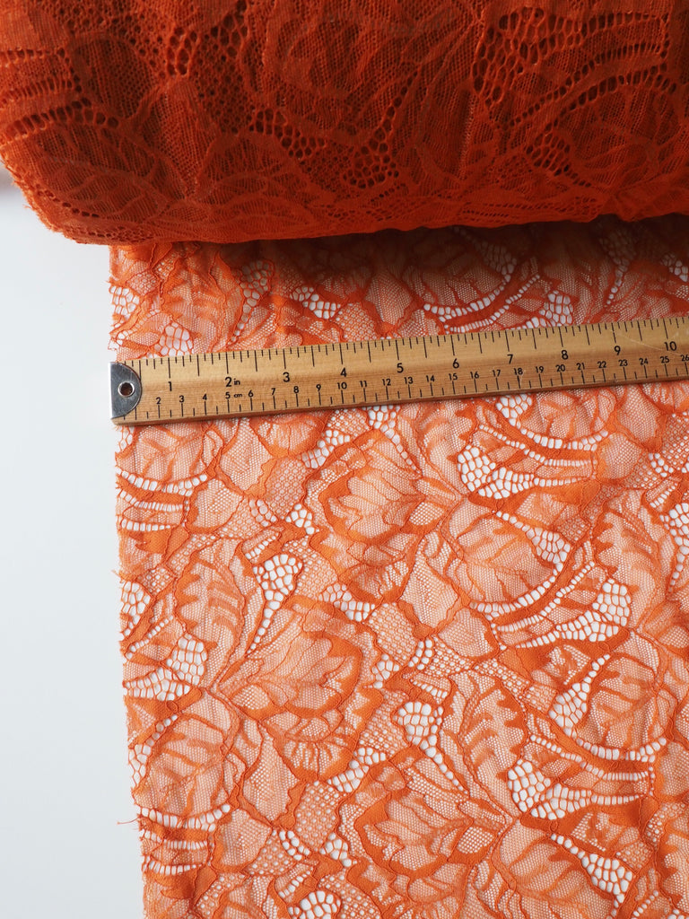 Burnt Orange Carnation Stretch Lace