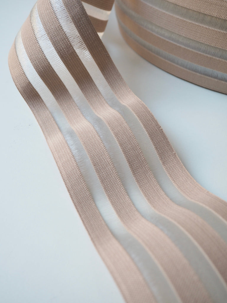 Nude Sheer Stripe Wide Elastic